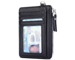 Damesportemonnee/kaarthouder – PU-leer – RFID-blokkering – Ritssluiting – Geschikt voor maximaal 8 pasjes – Pasjeshouder - creditcardhouder - mapje voor pasjes - bankpashouder - visitekaartjes houder - card holder wallet-card protector-12x8.5x0.5cm