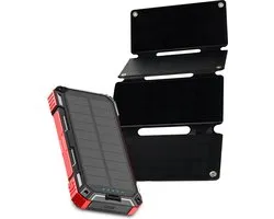 HEKO Solar® Spark 2 + Unfold 15 - Powerbank met Zonnepaneel - 30000mAh - Ingebouwde USB-C/Micro/Lightning Kabels - Draadloze Oplader - Noodpakket, Kamperen en Outdoor