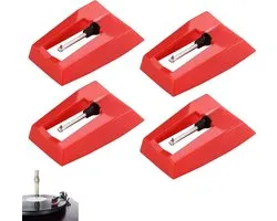 Aiguille de Lecture Tourne-disque - 4 Pièces - Aiguilles de Remplacement - Universel - Aiguille - Aiguille de Remplacement Pour Tourne-disques - Aiguille de Secours - Convient Aux Tourne-disques Vinyl, Phonographes - Rouge