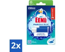 2 x WC Eend - Fresh Discs Coloring Blue - Duo Navulling - Kleurt Water Blauw & Verfrist - 72 ml - Toilet Schoonmaak - Toilet Reiniger - Toilet Fris - Toilet Geur - Toilet Tabs