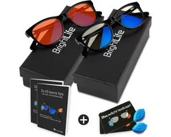 BrightLife Blauw licht filter bril - Bundelpack Focus® en Relax® - Computerbril - Beeldschermbril - Blue light glasses - voor overdag en 's avonds - Meest Complete Pakket voor hogere Productiviteit en betere Nachtrust