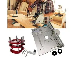 Freestafel voor bovenfrees - Graveerhulpgereedschap - Diameter 64-65 mm - Set van 3 freestafelinlegplaten - Liftbasis 51 mm