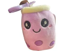 Trendy Bubble Tea / Boba Knuffel | Thai Tea Plush | Squishy | Incl. Sleutelhanger Optie - Taro