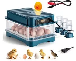 Incubator voor 24 eieren, digitale volautomatische broedmachine, automatische rotatie, broedapparaat, automatische vochtregelaar, zichtbare afdekking