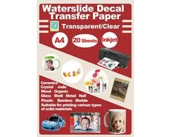 Transparant A4 inkjet decal papier voor DIY projecten - 20 vellen
