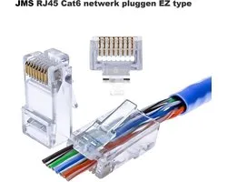 Connecteurs à sertir RJ45 (UTP) avec montage traversant pour câble réseau CAT6 (fixe/souple) -10 pièces JMS