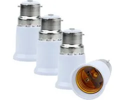 Intirilife B22 naar E27 fittingadapter in WIT - 4x lampadapter voor het omzetten van B22 naar E27 - set van 4 converters voor fitting voor gloeilampen, LED, halogeen, spaarlampen