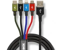 iBox Universal 4 in 1 charging cable I-BOX USB IKUM4W1 - Kabel câble USB 1,2 m Micro-USB A 2 x USB C Multicolore