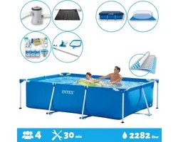 Intex Value Pack - Piscine à cadre rectangulaire - 260 x 160 x 65 cm - Blauw - Accessoires de vêtements pour bébé inclus - Pour une saison entière