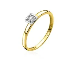 ZINZI Gold 14 karaat gouden aanschuifring vierkant wit ZGR150