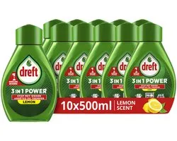 Dreft 3in1 Power Spray Refill Stop Soaking - Spray de prétraitement, dégraissant, dégraissant pour vaisselle et Cuisine - Parfum citron - 10 x 500 ML