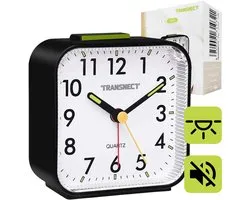 TRANSNECT® - Digitale Wekker Analoog - met Snooze - Geen Tikken - met Verlichting - Energieklasse A+++ - Zwart