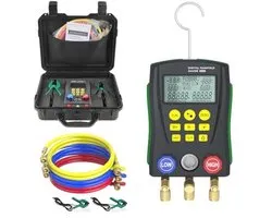 Digitale Manifold Gauge Set - HVAC Koelmiddel Lekdetector met Temperatuurclips en Slangen
