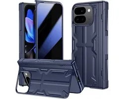 SnelShoppen - Case voor Google Pixel 9 Pro Fold 5G met Hinge Bescherming, Rugged Protective Case, Anti-Spy Privacy Film, Verstevigde Stand, Blauw