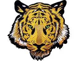 Rainbecom - Tiger Head 1 Piece Set - Iron On Emblem - Fabric & Iron On Applique - Vêtements Patchs - Embellissement Pour Vêtements