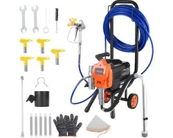 VEVOR Airless Verfspuit met Standaard, 1500 W, 3300 psi, Verfspuitsysteem met Reinigingsborstel, Slang, Verlengstok en Spuitmonden, Verfspuit voor Huizen en Gebouwen
