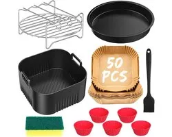 Accessoires voor Chefman 3,75 l, Tefal Easy Fry Compact 3 L, Philips Essential 4,1 l, 11 stuks heteluchtfriteuse-accessoires voor Tefal 3 L, Chefman 3,75 l, herbruikbare airfryer-accessoires