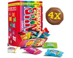 Tony's Chocolonely Tiny Tony's Mix Chocolade Cadeau - 4 x 900 gram - Mini Uitdeel Chocolaatjes Bundel - Mix met 10 Verschillende Smaken - Chocoladecadeaus - Belgische Fairtrade Chocolade