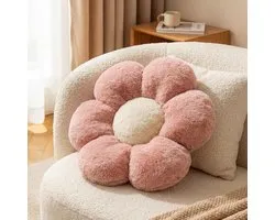 Pink Plush Flower Throw Pillow Soft Thick Floor Seat Cushions Aesthetic Cushion for Sofa Couch Chair Floor - ShopVlot
