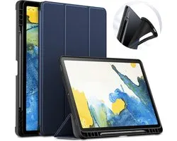 Étui rabattable compatible avec Samsung Galaxy Tab S7 FE (12.4 pouces, 2021) Bleu - Tri Fold Smart Case
