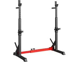LIFERUN Squat Rack Halterstandaard - Verstelbaar Haltersteunen - Max. 250 kg - Rood