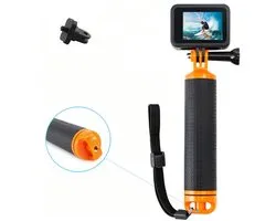 MOJOGEAR Bobber pour caméra d'action - Avec dragonne et espace de rangement - Fait flotter votre caméra - Floating hand grip - Pour GoPro / DJI Osmo Action / Insta360 - Noir/orange