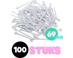 Golf tees hout - 100 stuks - 69mm - Wit - Golf accesoires - Golfset - Golftees - Golftee - Golfaccesoires