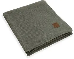 Knit Factory Jesse Gebreid Plaid XL - Woondeken - plaid - Wollen deken - Kleed - Urban Green- 195x225 cm