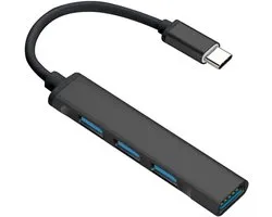 JacobsParts USB-C Type C to USB 3.0 4-Port Hub Splitter for MacBook Pro/Air, iPad, PC, Chromebook, Phone (Black)