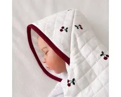 Studio BooBoo - Cape de bain pour bébé avec capuche - Coton / Tissu éponge - Motif cerises - Parfait pour le bain et la natation