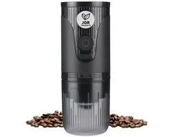 JOR Products® Moulin à café sans fil - Grains de café - Pot de rangement - Expresso - Moulin à Grains de café - Cafetière - 25 réglages de mouture - Voyage - Voyage - Camping