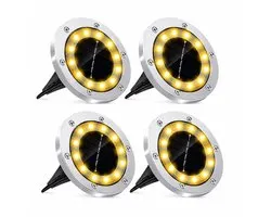 Suntac Solar Grondspots - 4 Stuks - 12 LED - RVS Zilver - IP65 - Warm Wit