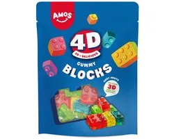 Amos 4D candy - briques - bonbons gélifiés en forme de blocs de construction 140g x 12 sachets