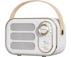 Retro Bluetooth-speaker, draagbare vintage draadloze Bluetooth-speaker met hoog volume, ondersteuning voor TF-kaart, USB-stick en AUX-ingang, retrostijl voor keuken, slaapkamer, thuiskantoor en buitengebruik - Wit