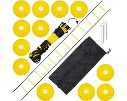 Bramble – Trainingsmaterialen Set – Loopladder 6m, 10 Markeringshoedjes & 4 Haringen – Met Draagtas
