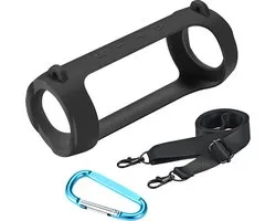 YONO Etui en Siliconen adapté pour JBL Flip 5 / 6 - Etui avec sangle et clip - Etui de protection - Zwart