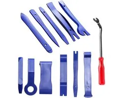Outil de démontage de garnitures de voiture - Kit de 12 outils de démontage - Kit pour le retrait des garnitures automobiles - Outil pour l'installation d'autoradios - Portes et tableaux de bord - Outil de levier en plastique - Outil de réparation