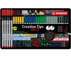 STABILO Creative Tips - CLASSIC - Pennenset met diverse puntdiktes – ARTY – Etui met 30 stuks – Met 6 Verschillende Kleuren