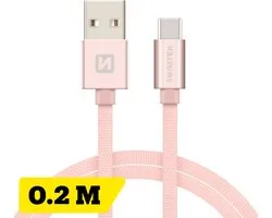 Câble Swissten USB-C vers USB-A - 0,2 M - Rose