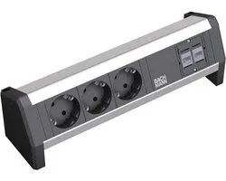 Desk Power Strip 3x stroom + 2x dataDesk Power Strip 3x stroom + 2x data met stroomkabel van 3 meter