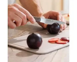 BergHOFF Home Elements Messenset 9-delig – Messenblok Aubergine met 5 Messen (Koksmes, Vleesmes, Santoku, Kartel- & Schilmes) & 3 Magnetische Kleurgecodeerde Snijplanken – PFAS-vrij & Vaatwasbestendig