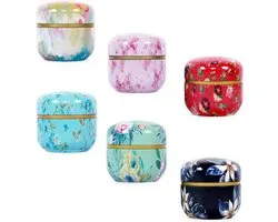 Theedoos | thee doos - Ronde blikken - Vintage - 6-pack - 10 oz theedoos losse thee | Vintage stijl bewaardozen voor losse thee en kruiden, koffiebonen, specerijen en suiker - Stijl A
