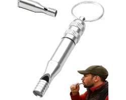RVS Survivalfluitje – Waterdicht & Luid – 7,5 cm – Aluminium Sleutelhanger Fluit – Lichtgewicht Outdoor Tool voor Kamperen, Wandelen & Reizen – Zilverkleurig