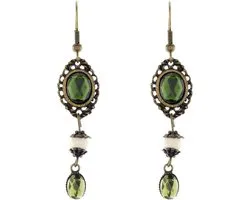 Behave - Oorhangers dames - Groen steentje vintage - Klassiek stijlvol