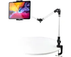 Tablet Houder Verstelbare Arm, woleyi Telefoon iPad Standaard voor Bed Bureau [112 cm Metalen Arm Opvouwbare] voor iPad Pro Air Mini, Switch, Galaxy, Lenovo, Huawei, Fire, iPhone,
