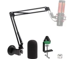Support de bras de perche QuadCast - Support mural et pince de montage sur table - Avec mousse de protection pour microphone - Compatible avec le micro HyperX QuadCast S