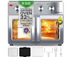 TurboTronic AF32MFD Airfryer XXL et four - Double porte - 32 litres - Argent