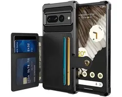 Portemonnee Hoesje voor de Google Pixel 7 Pro - 3 in 1 Back Cover met Pasjeshouder - Telefoonhoesje voor Pinpas met Kaarthouder op Achterkant - Case met Magneet voor Auto Houder Zwart