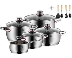 Ensemble de casseroles WMF Quality One - Acier inoxydable 5 pièces Inclus ensemble d'ustensiles de cuisine Cookinglife GRATUIT - Casserole ø 16, 20, 20 et 24 cm et Poêle ø 16 cm