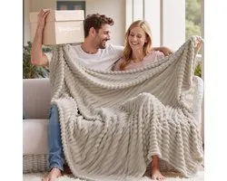 BEDSURE Zacht & Warm Plaid - Beige - 150x200 cm - Flanellen Microvezel
